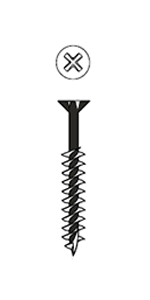 Phillips Flat Head w/ Nibs Particle Board Screw, Type-17 Point - Black Phosphate